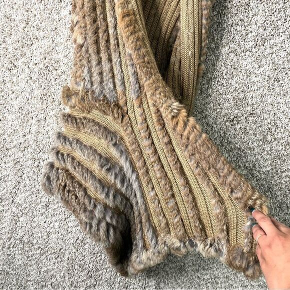 Shaci Vest Women’s Medium Brown 100% Rabbit Fur Knitted Open Front Waterfall - Picture 4 of 7